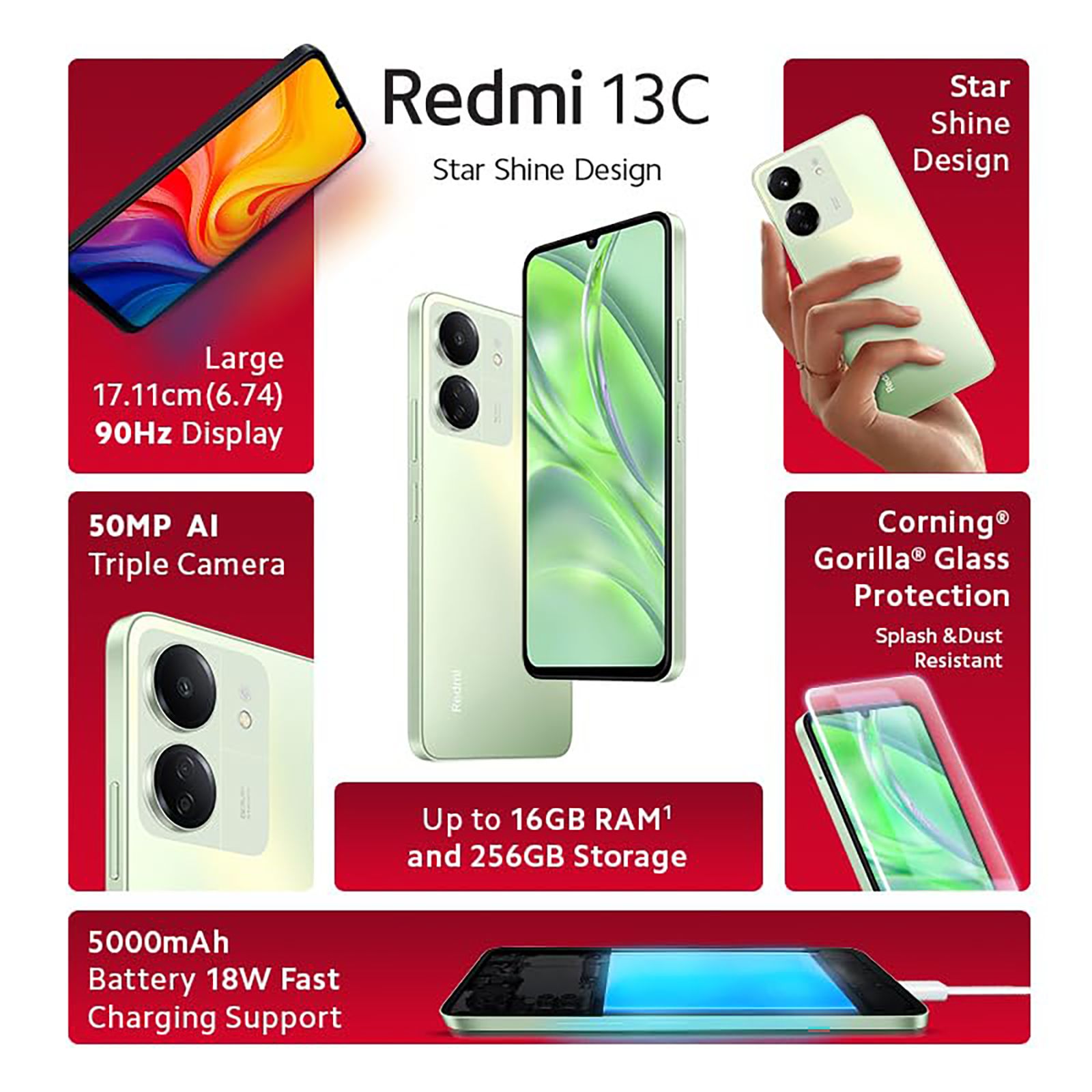 Buy Redmi 13C (6GB RAM, 128GB, Starshine Green) Online - Croma